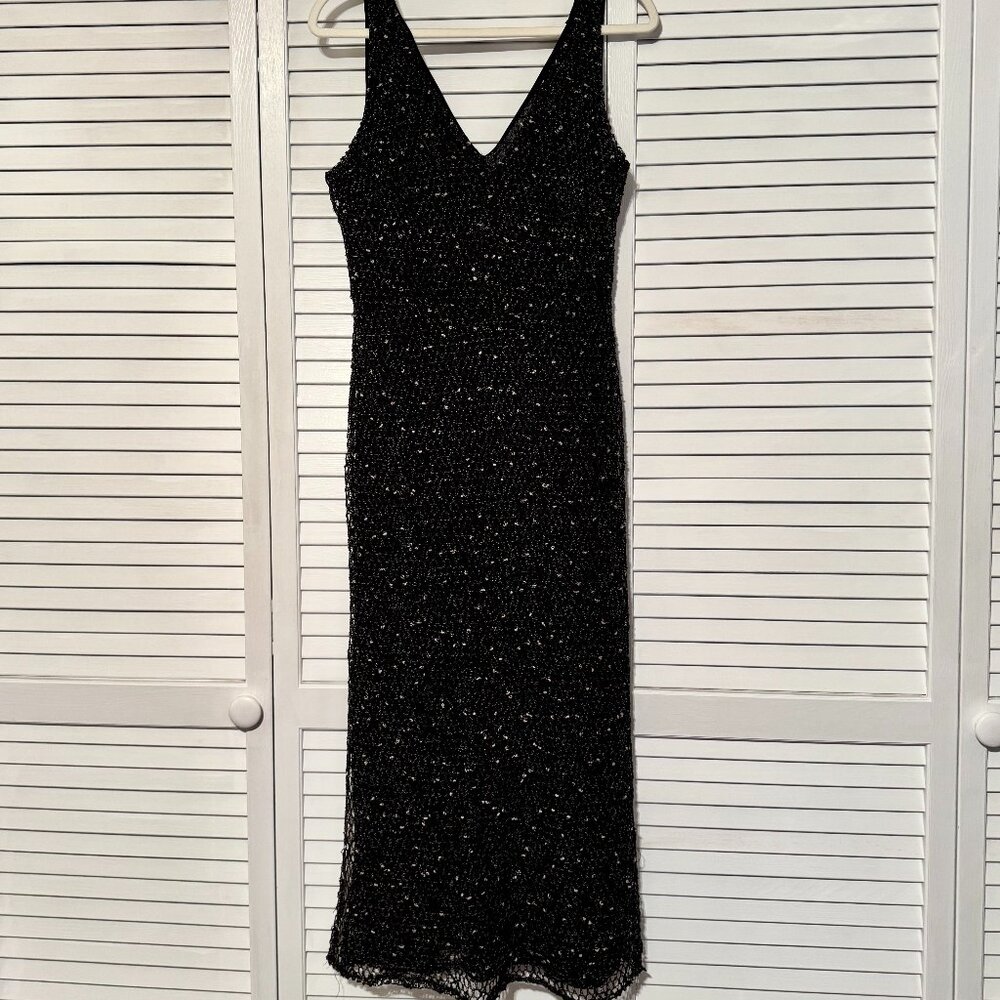 Zara Summer Dress Net Mesh - Size US Medium - Side Slit, Midi in Black, Stretchy